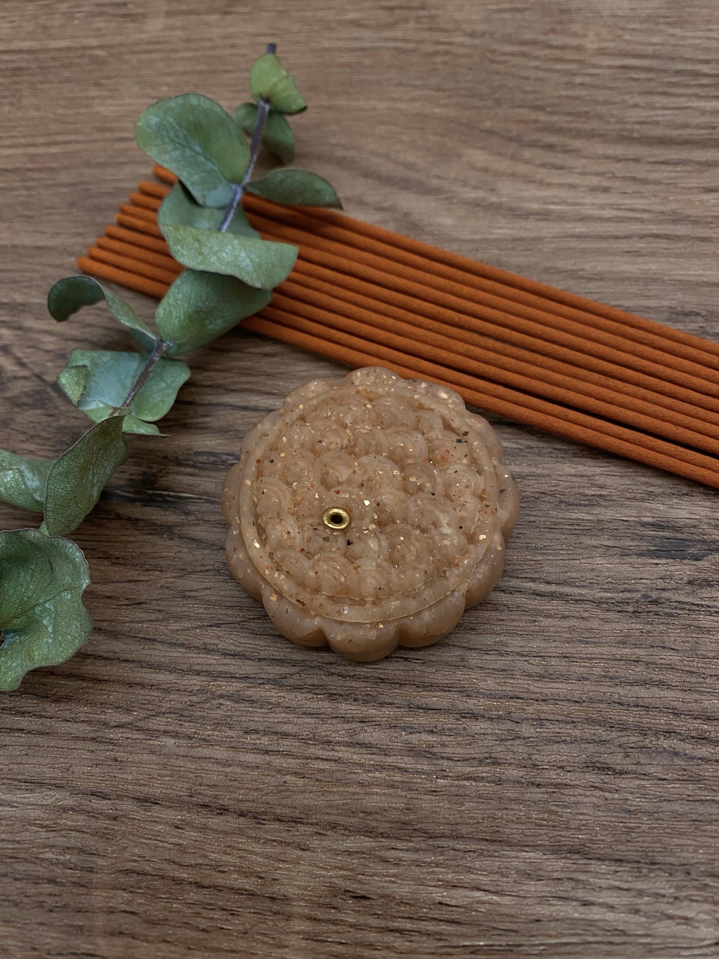 Orange Mooncake Incense Holder Set