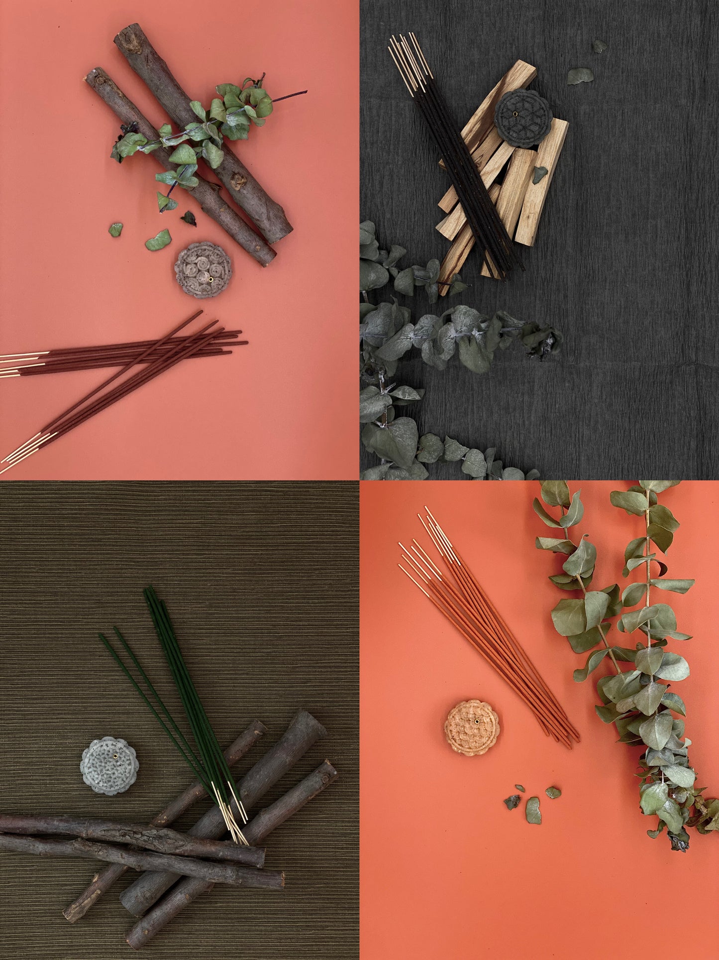Festive Mooncake Incense & Holder (Double Colour Set)