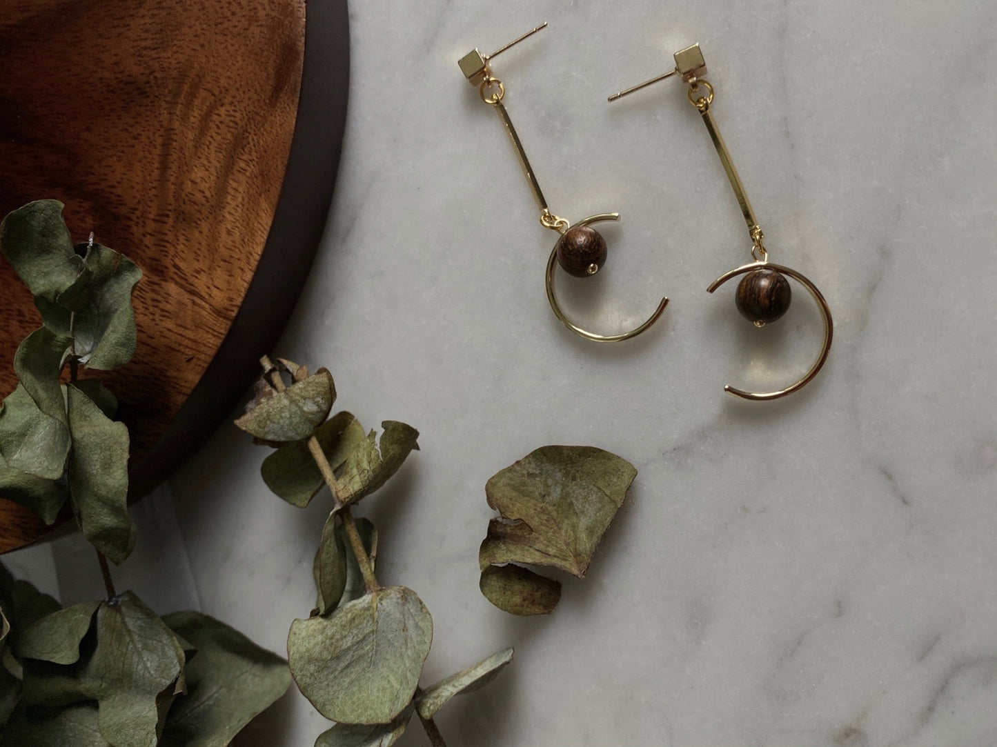 Wooden Ball Earrings - Artemis