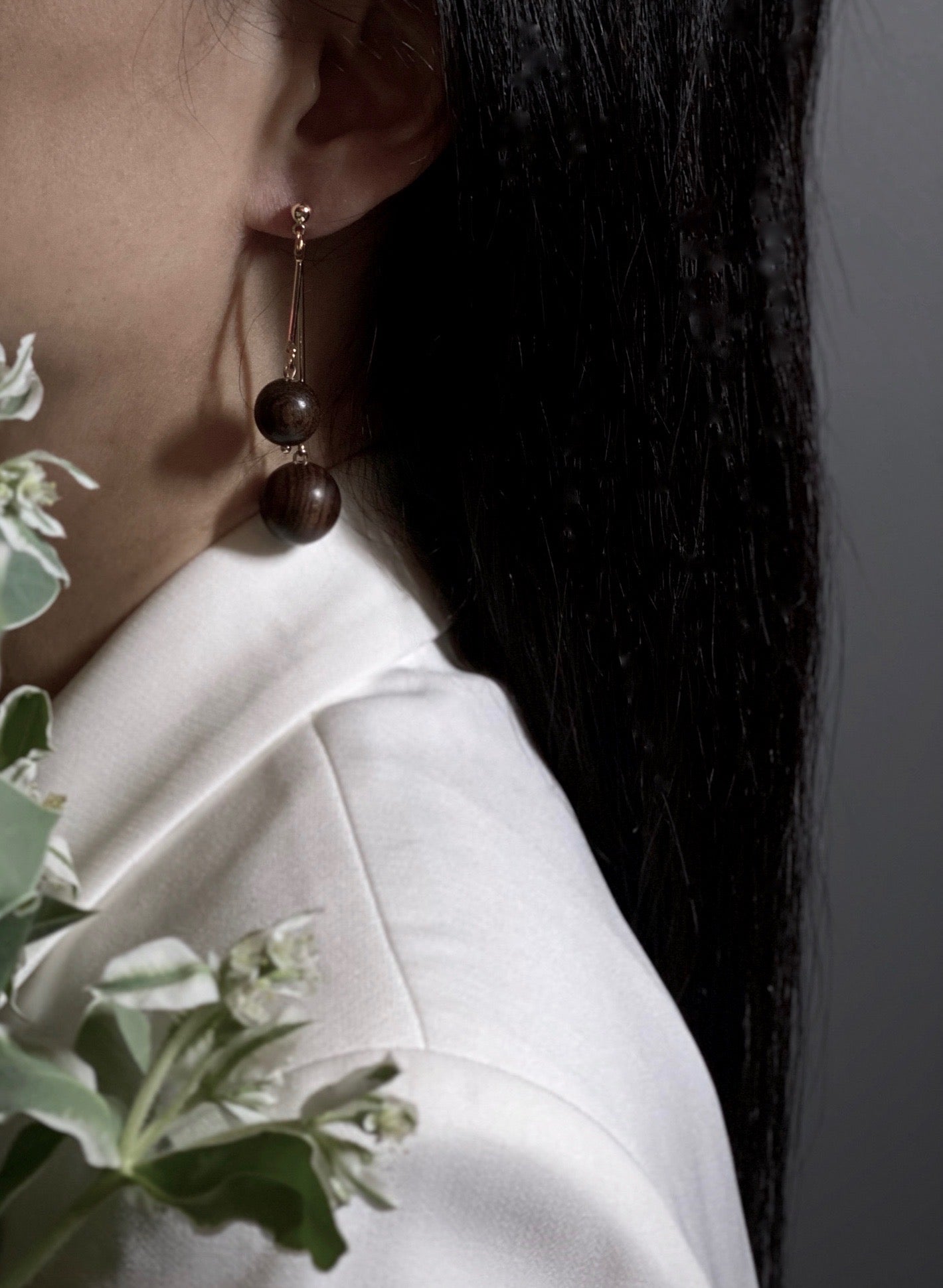 Wooden Ball Earrings - Gemini