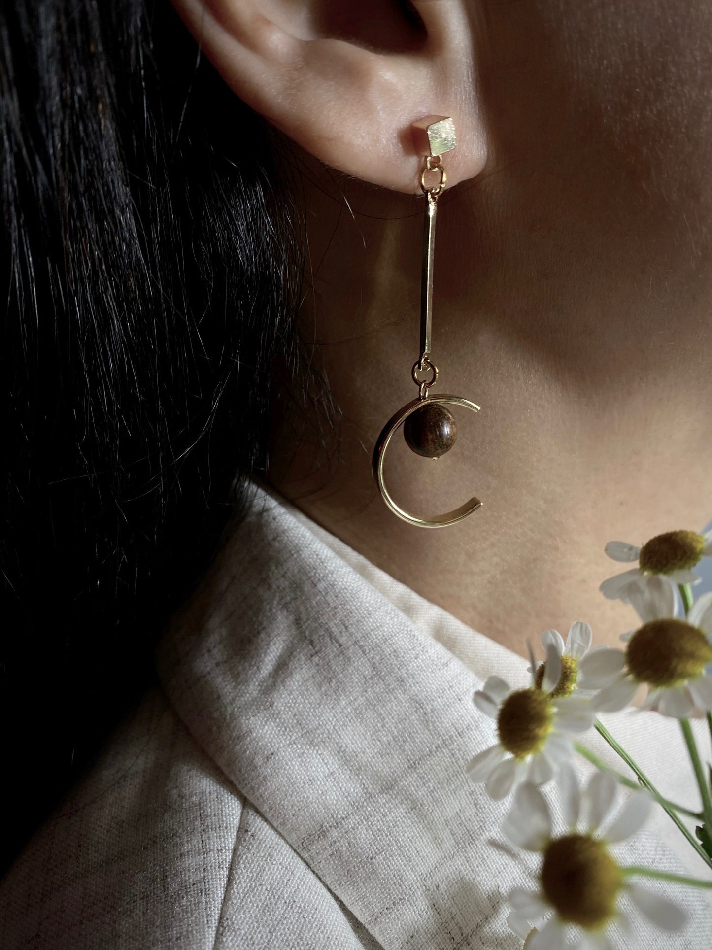 Wooden Ball Earrings - Artemis