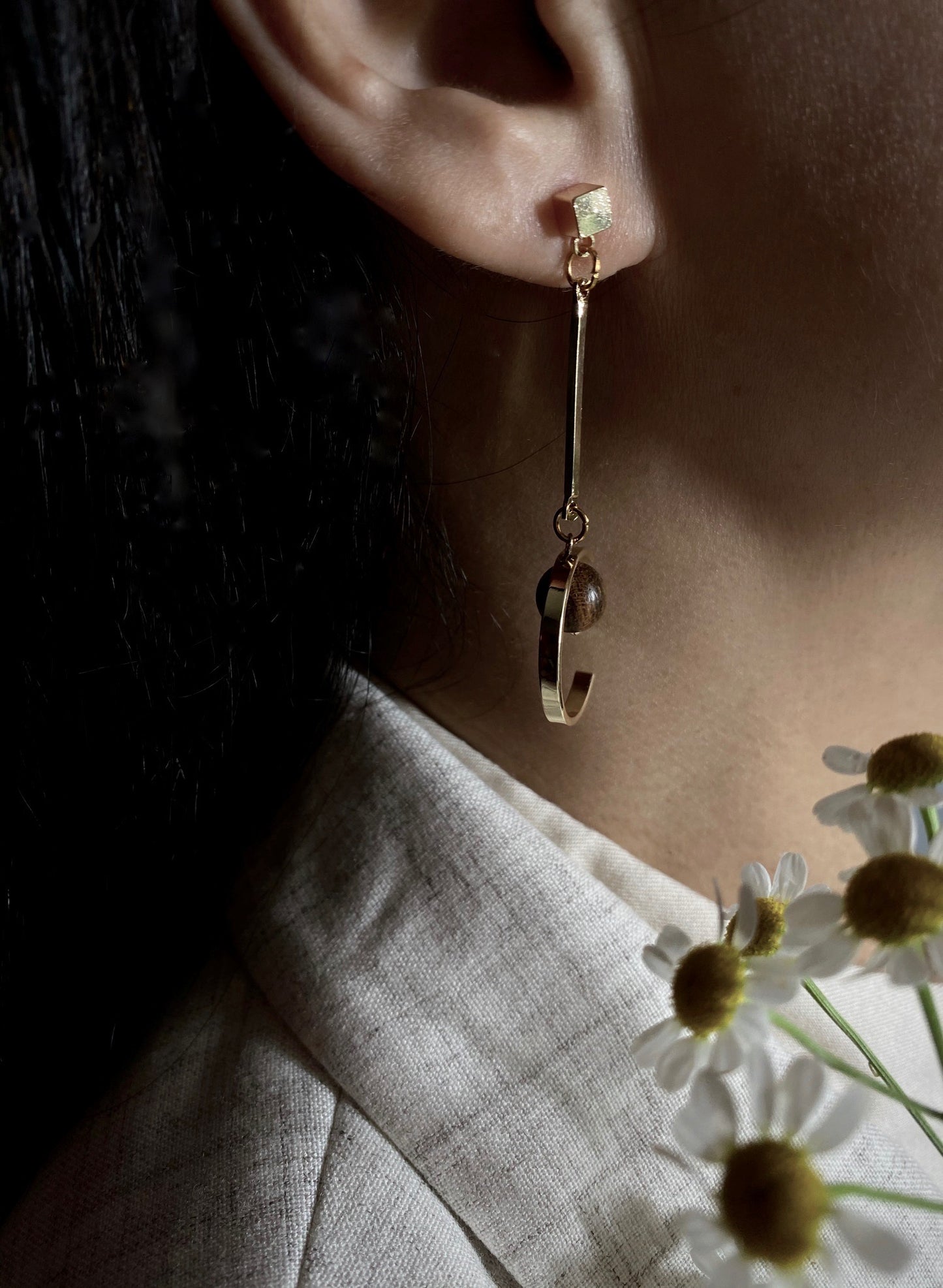 Wooden Ball Earrings - Artemis