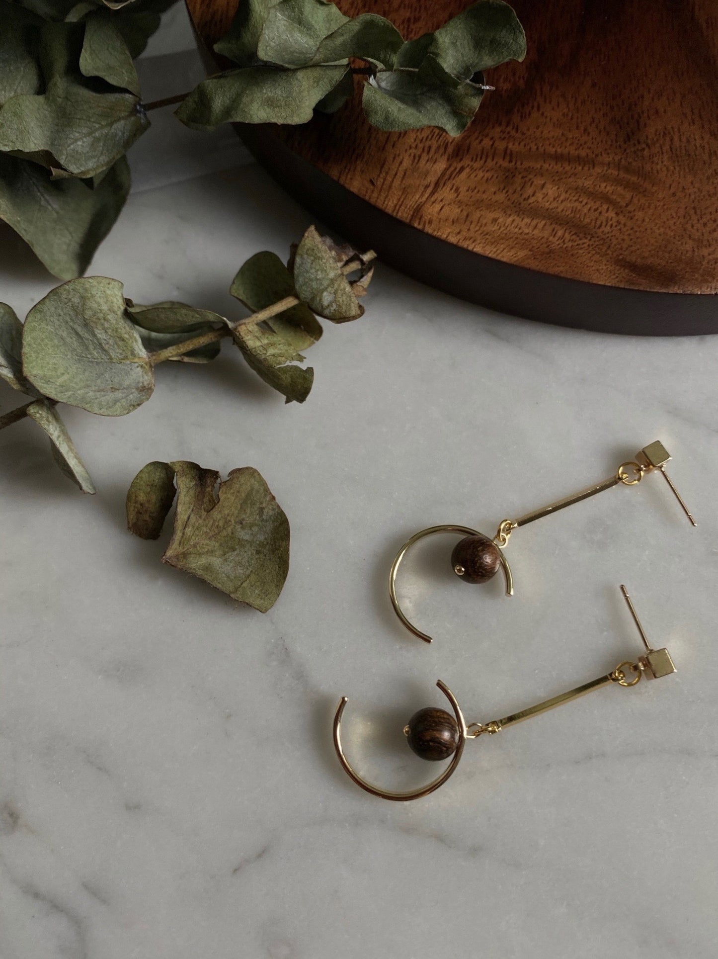Wooden Ball Earrings - Artemis