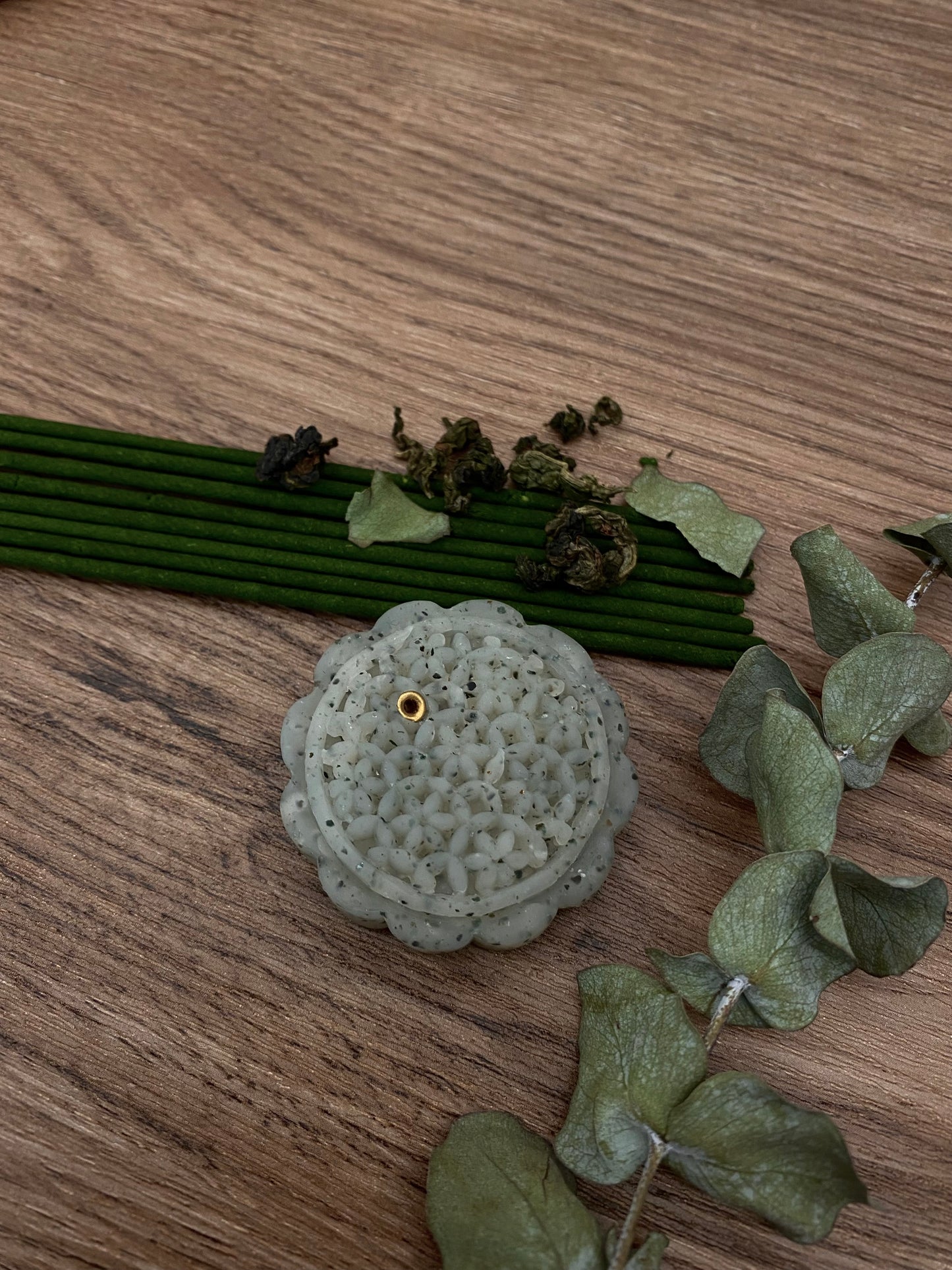 Green Mooncake Incense Holder Set